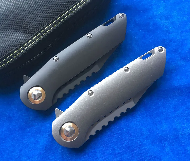 Складной нож LEMIFSHE MT02 Warhound Flipper лезвие D2 титановая ручка TC4 для кемпинга охоты ножи