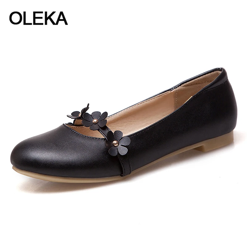 Oleka 2018 Весна Для женщин без каблука Обувь круглый носок удобная женская обувь