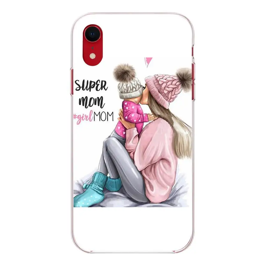 Мягкий силиконовый чехол OUTMIX Baby and Mom Girl queen для iPhone 7 8 plus X XS XR max 5 5S 6 6S Черная