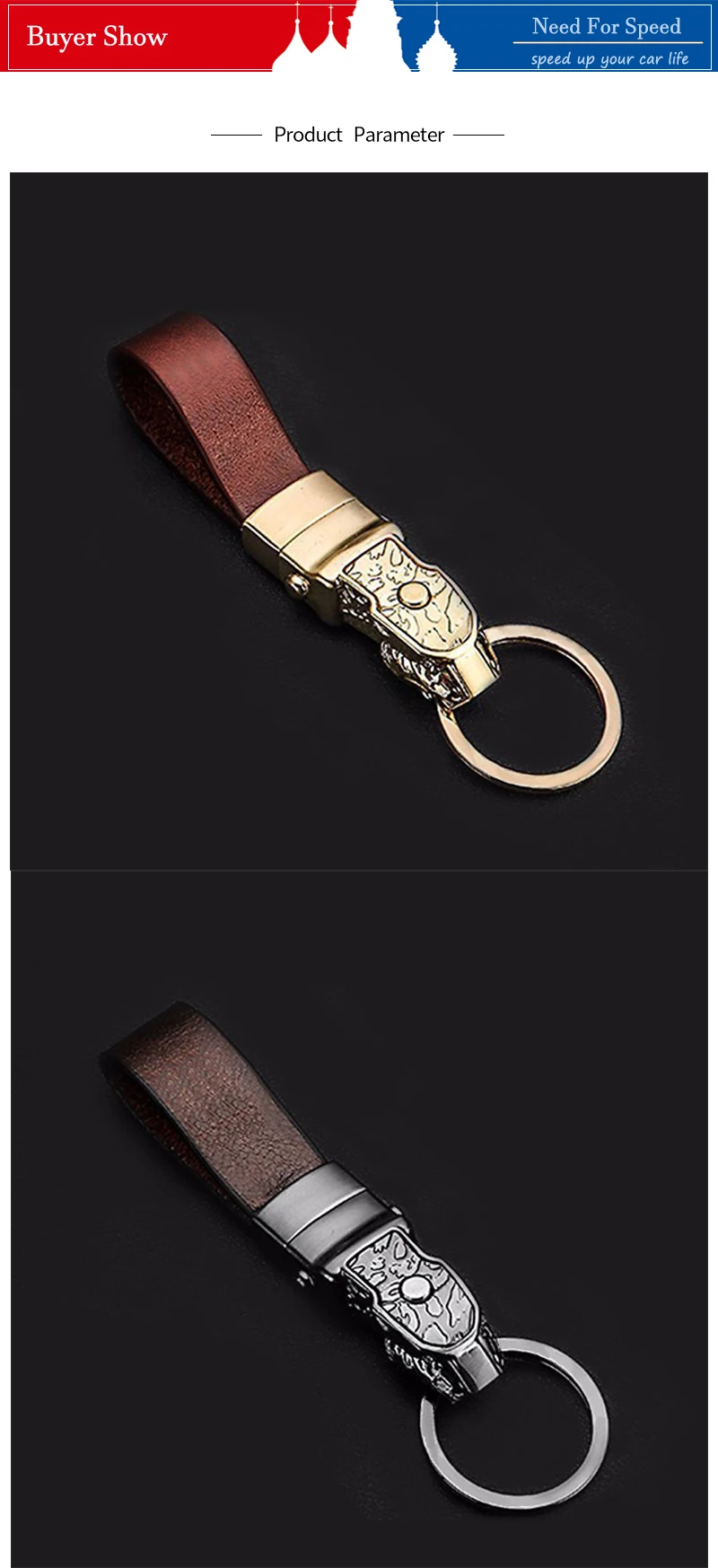 Car Keychain LED Light Key Rings Hanging Pendant Leopard Head For Motorcycle Men Women Key Chain Holder Gift on Auto Accessories
