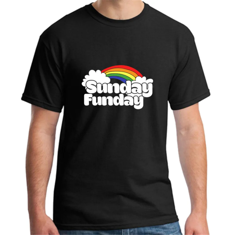 Мужские футболки Sunday Funday радужных цветов Повседневная Хлопковая мужская