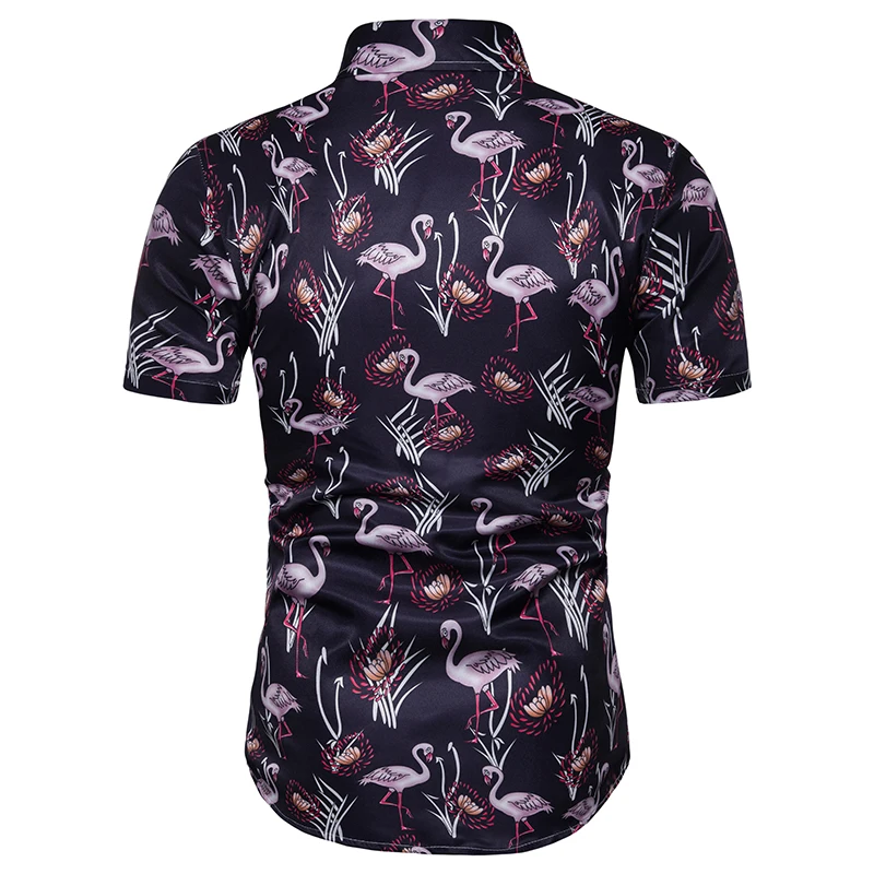 Covrlge Men's Summer Polyester 3D Cartoon Shirts Turn-down Collar Short-sleeved Single Breasted Shirts Beach Shirts MCS076
