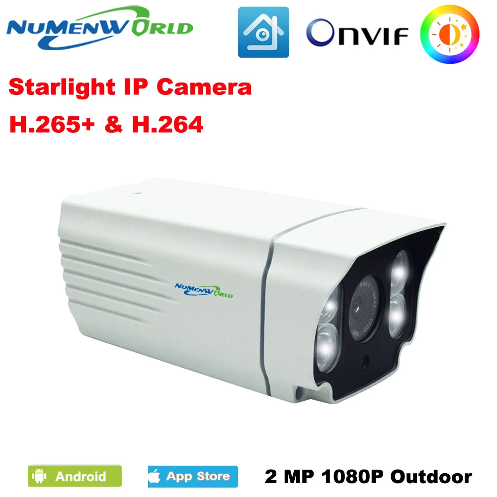 Ip камера NuMenWorld Starlight 1080P HD H.264/H.265 белый высокоэффективный светодиодный цветной