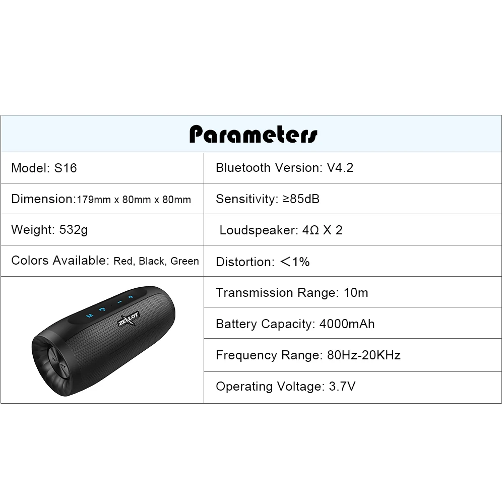 Абсолютно ZEALOT S16 портативный беспроводной динамик Bluetooth Саундбар Колонка супер бас 3D стерео звук TF карта AUX с микрофоном