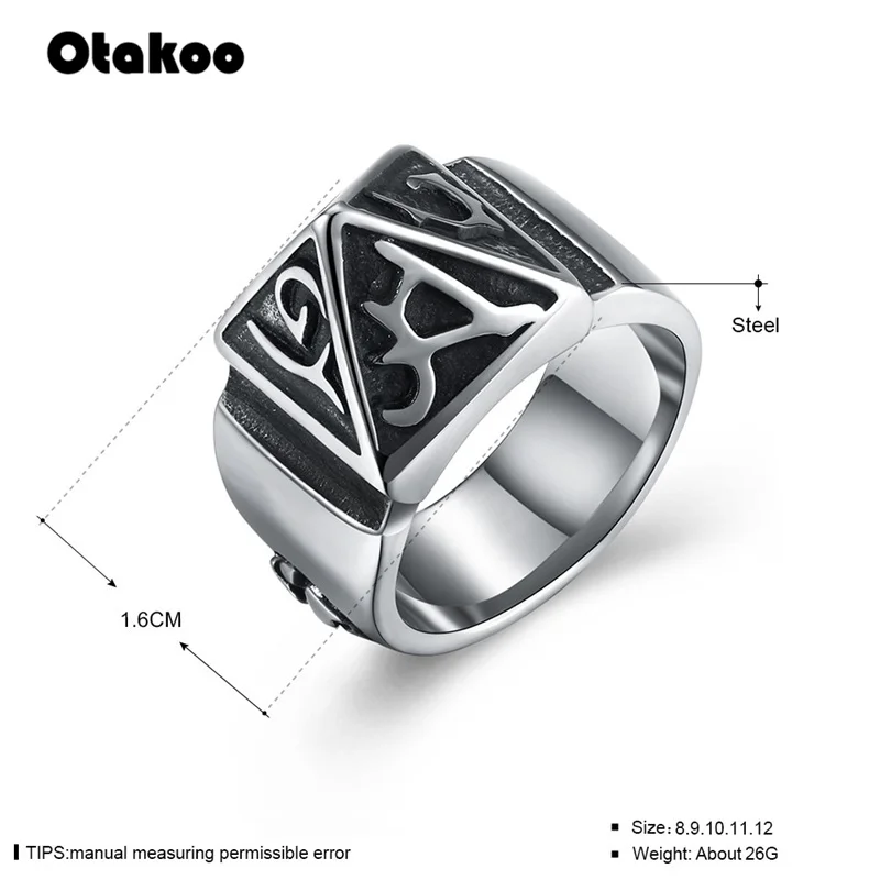 Otakoo Punk Fashion Style Antique Retro Male Jewelry Viking Ring Female Black Amulet Vintage Norse Rune Rings For Women | Украшения и