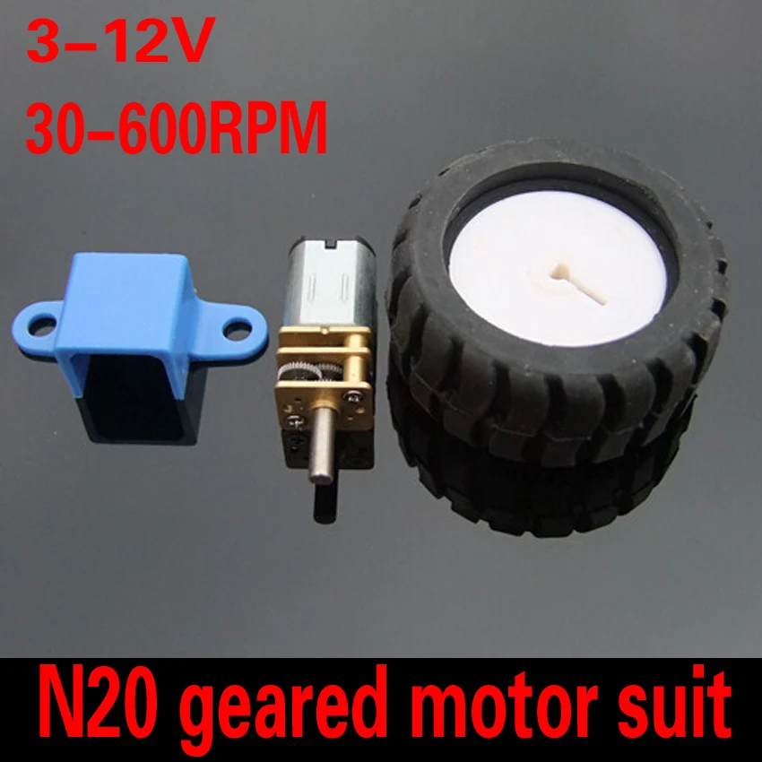 Value Pack 3-12V N20 мотор-редуктор с D осью слова резиновые шины кронштейном Robot Wheel suit