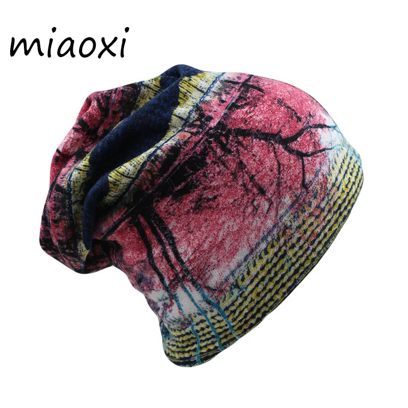 Модная Осенняя женская теплая шапка miaoxi с цветочным рисунком для взрослых шарф
