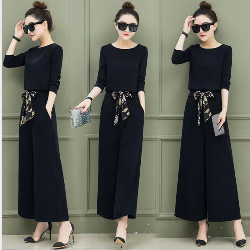 Повседневные летние элегантные модные брюки из шифона с драпировкой комплект двух предметов широкие костюм