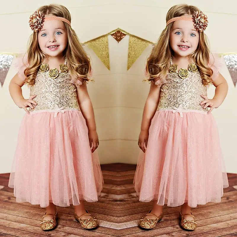 2017 новое поступление летнее элегантное блестящее платье принцессы для девочек