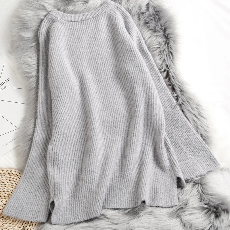 Женский Однотонный свитер Shellsuning вязаный пуловер оверсайз в Корейском стиле на