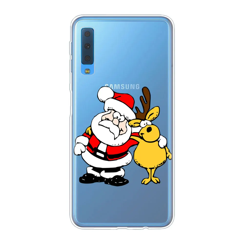 Год Рождество милый Санта Клаус Лось Снеговик телефон чехол для Samsung A50 A70 S10 S8 S9 Plus S7 A6 A9 A7 ТПУ силиконовый чехол - Цвет: TPU D1414