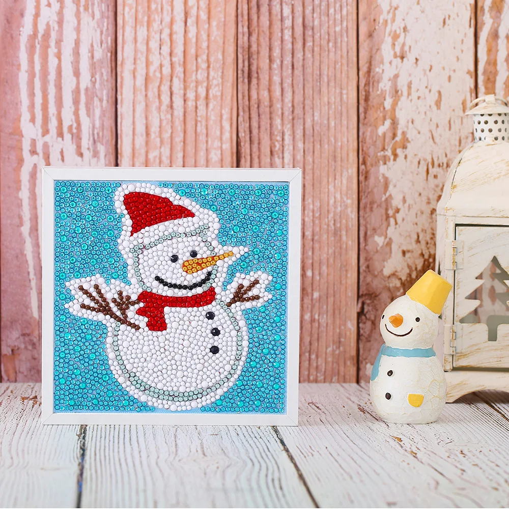 Snowman Рождественский Набор алмазной вышивки крестиком мозаики с рамкой для детей ручной работы DIY мультфильм животное развивающие рождественские подарки - Цвет: Snowman