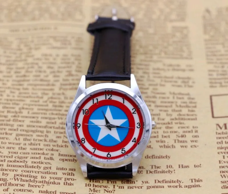 Модные часы с капитаном Америкой Кварцевые детские для мальчиков и девочек