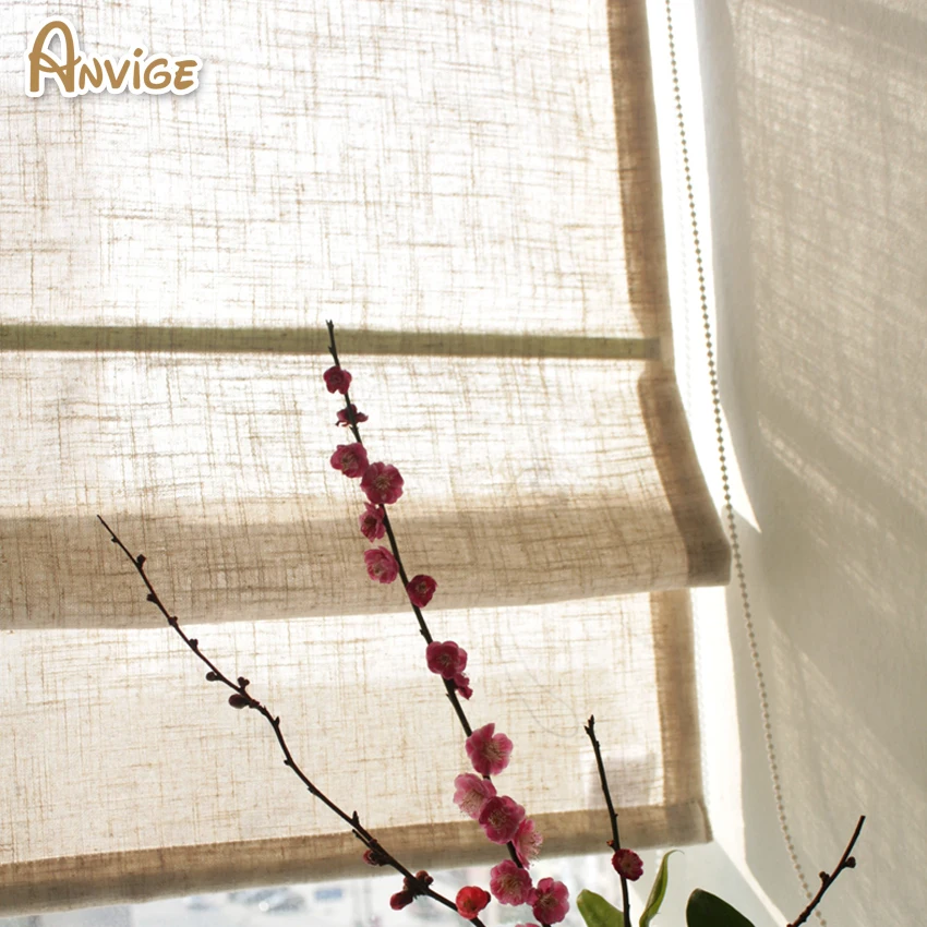 Полузатемняющие шторы из льна римские ткани занавески на заказ|roller window|blinds