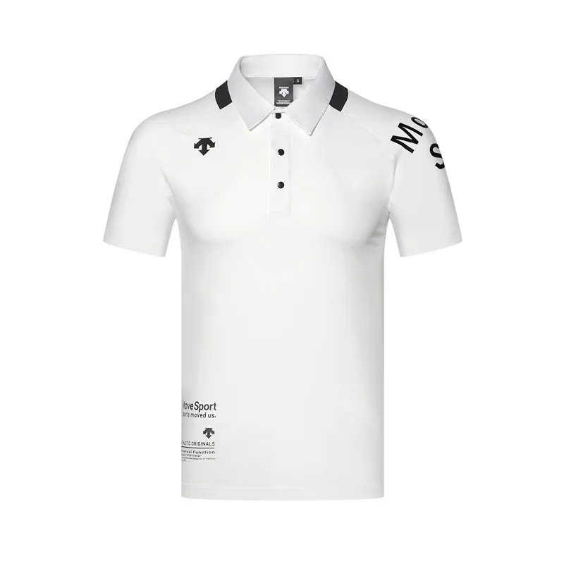 Белый QMen Спортивная футболка с коротким рукавом DESCENTE Golf, 3 цвета, одежда для гольфа, S-XXL на выбор, свободная рубашка для гольфа - Цвет: Белый