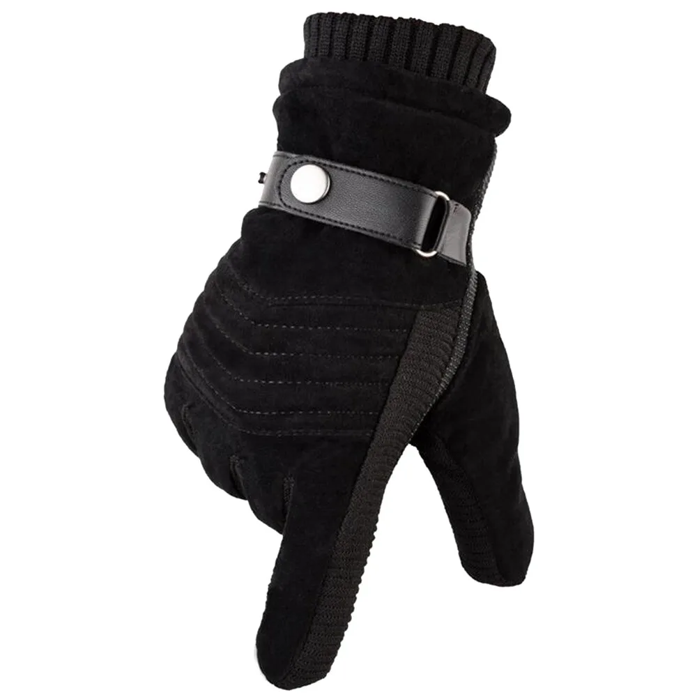Men's Windproof Waterproof Bicycle Pigskin Slip Plus Velvet Thickening Gloves Cycling Accessories Hiking Climbing #3N08 | Спорт и