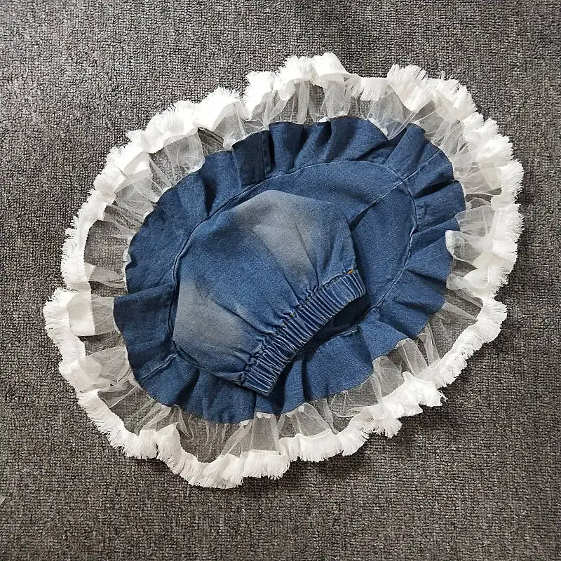 Оригинальная новая модная синяя мини юбка с кружевной бахромой для девочек