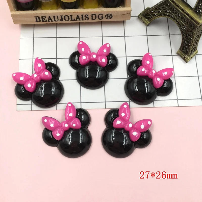 Лидер продаж кавайная мышь кабошон из смолы с плоским основанием для банта волос