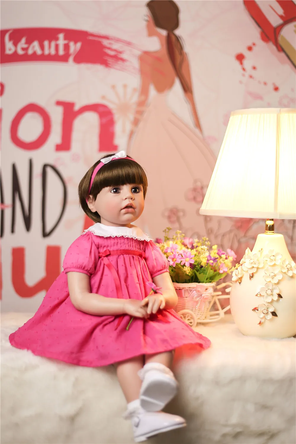 

24inch big eyes princess Girl doll Lifelike soft Bebes Reborn Boneca Real Baby Dolls bebe reborn de silicone menina 60cm DOLLMAI
