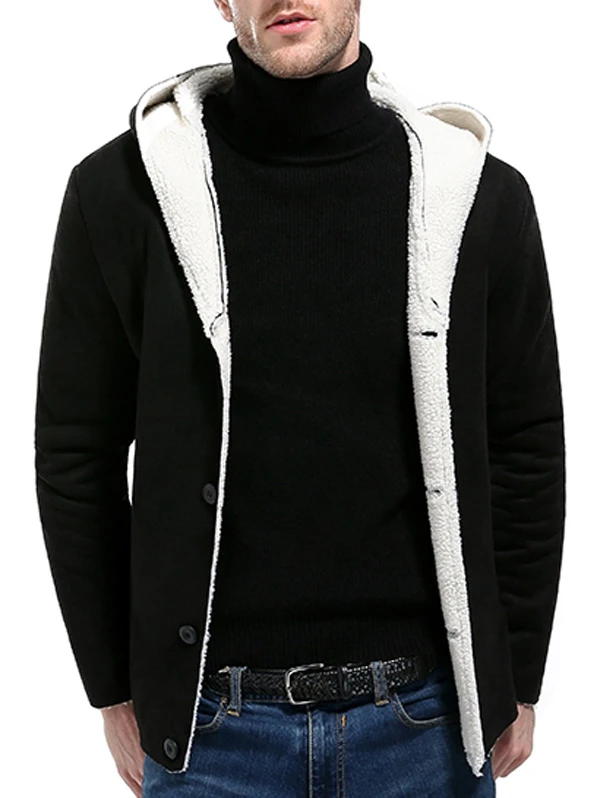 Флисовые пальто с капюшоном замшевая куртка на пуговицах Мужская зимняя верхняя