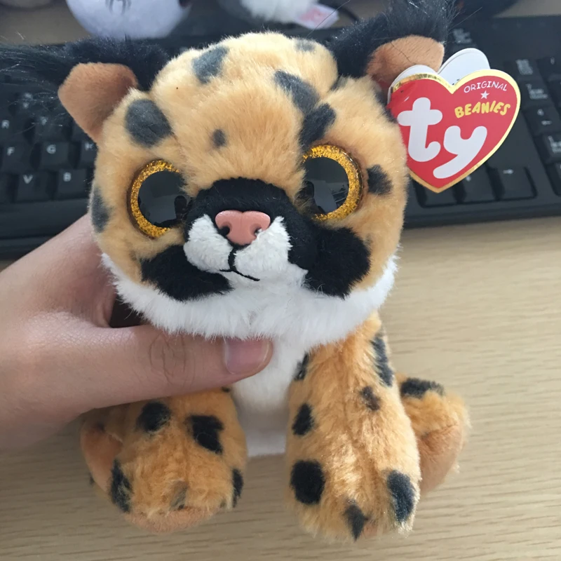 Ty Beanie Babies 15 см Ларри коричневая Рысь плюшевая обычная мягкая Набивная