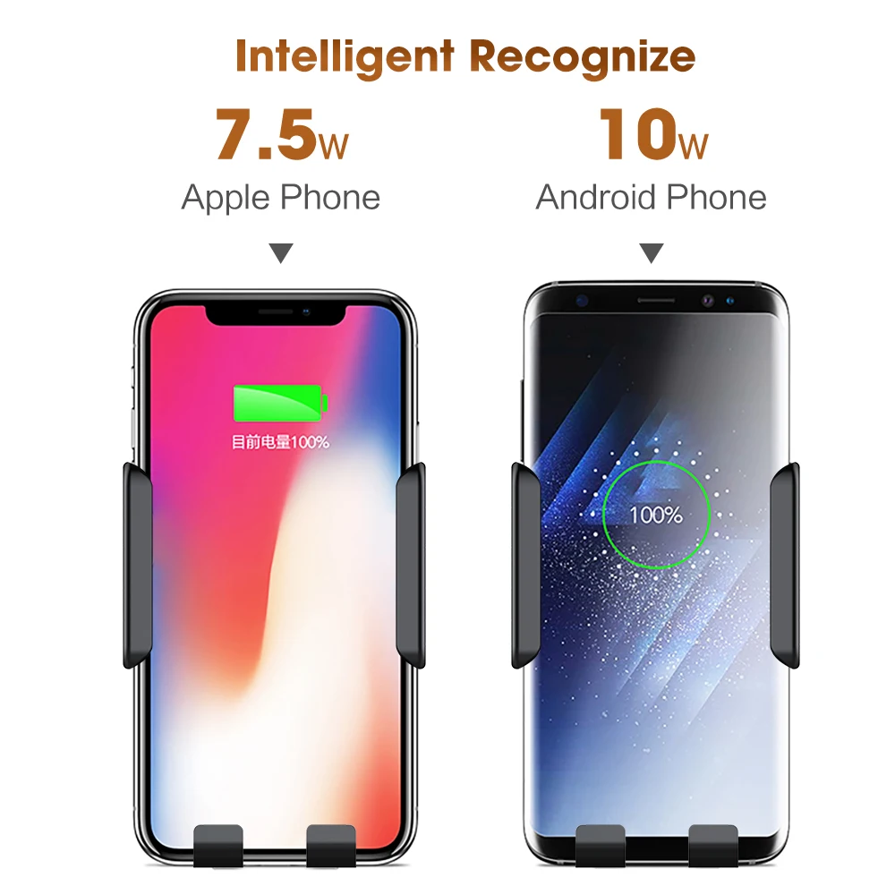 SIKAI автомобильный держатель зарядная док-станция для iPhone X Xs samsung Fold Интеллектуальная Индукционная 10 Вт Беспроводная зарядная док-станция для huawei MateX