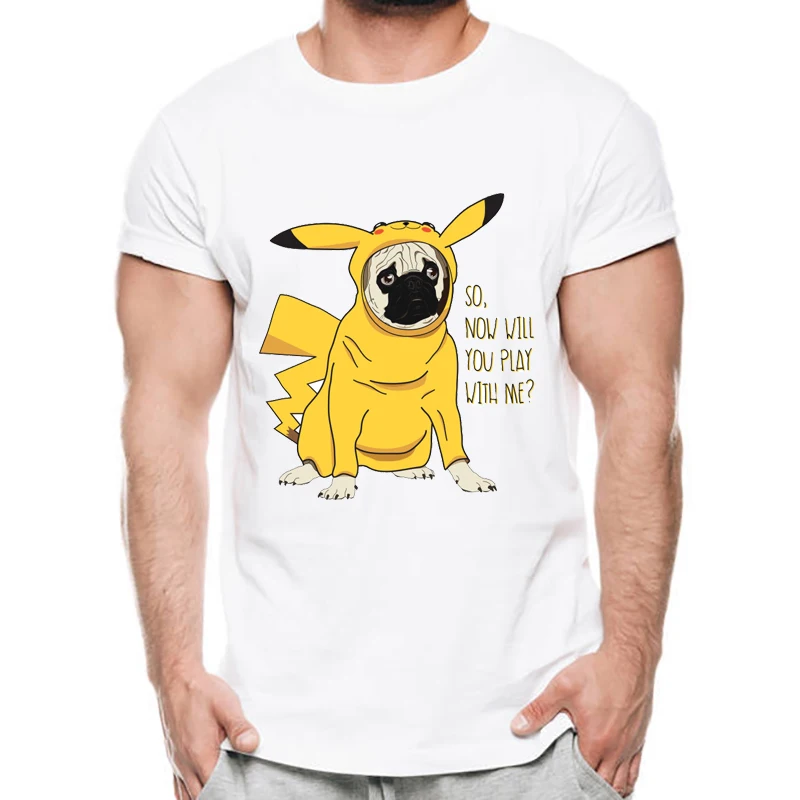 Lasting Шарм мода прекрасный Покемон Pokeball с Мопс футболка Аниме Пикачу Для мужчин