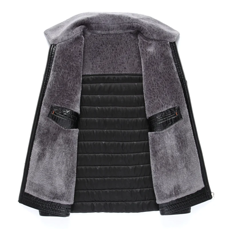 

1723 New Fashion 2017 Man Winter Fur Coat Thickening 25% sheep Cashmere Men Winter Clothes Leather Coat jacket