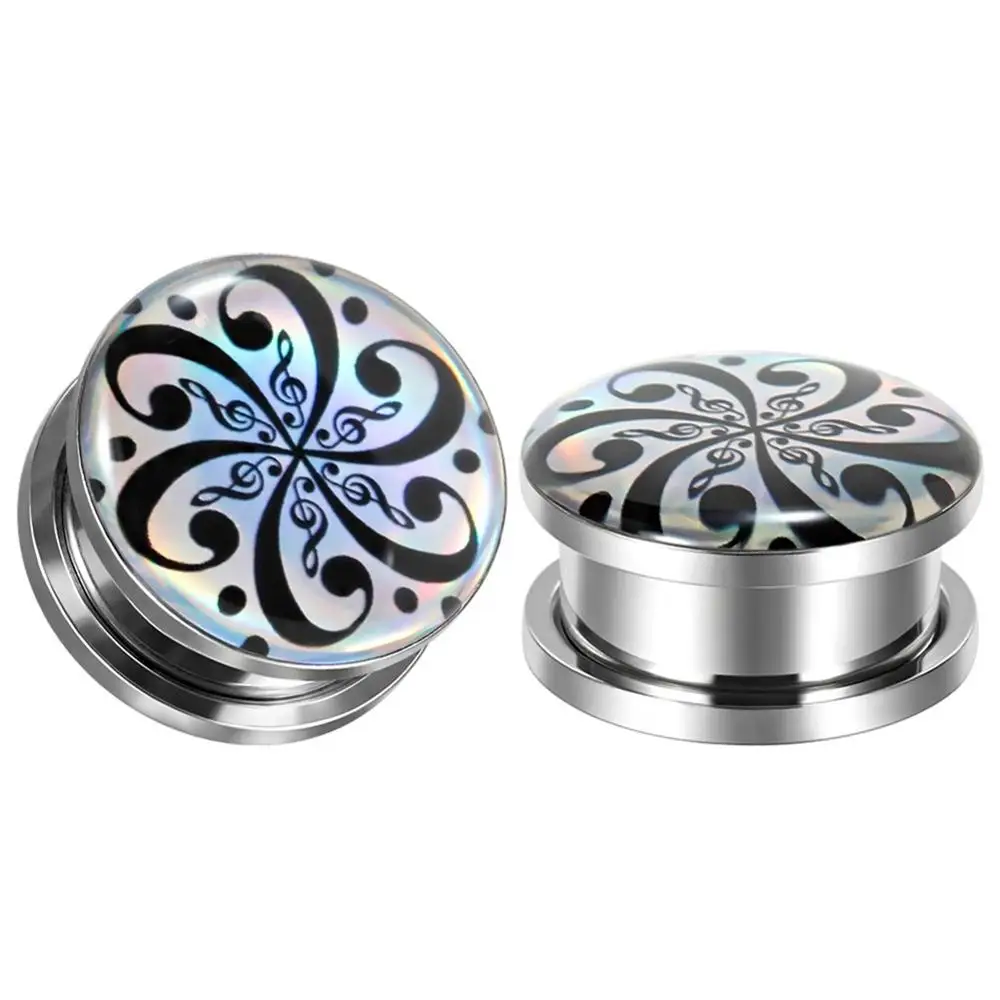 Style1 KUBOOZ серьги-Плаги для пирсинга ювелирные изделия тела туннели картина вставка с логотипом шпильки из нержавеющей стали модные тоннели в уши для женщин мужчин - Окраска металла: Style1