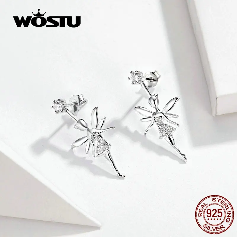 Женские серьги-капли WOSTU серьги из 100% настоящего серебра с фианитами новый дизайн