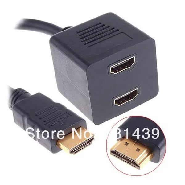 1 шт. 25 см HDMI штекер к 2 гнездо Y сплиттер адаптер Кабельный разъем для плазменного