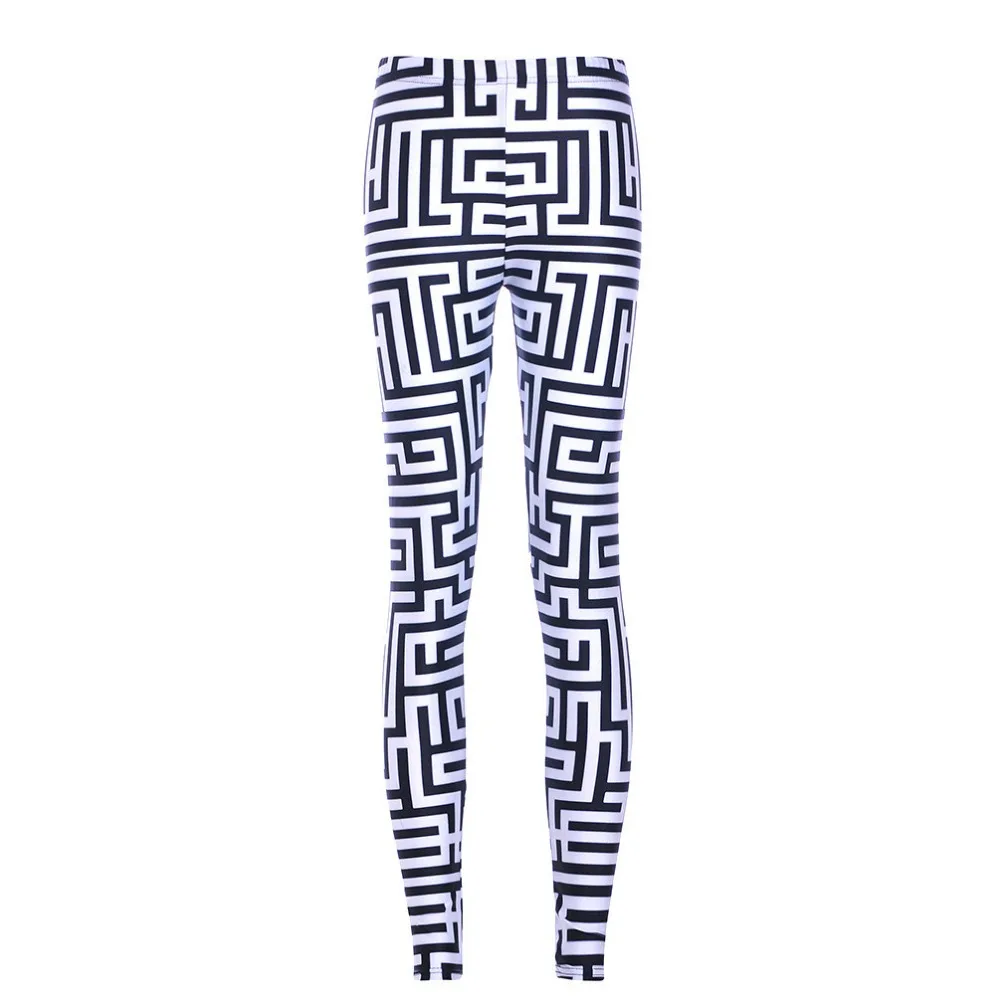 

Fashion Women Labyrinth Lines Print Leggings Slim Fit Thin Elastic Polyester Party Pants Casual Trousers Drop Shipping