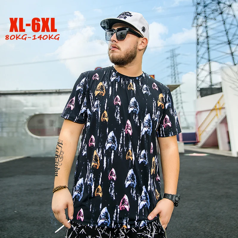 Новая трендовая Мужская футболка в стиле хип хоп 4XL 5XL 6XL большой размер летняя из