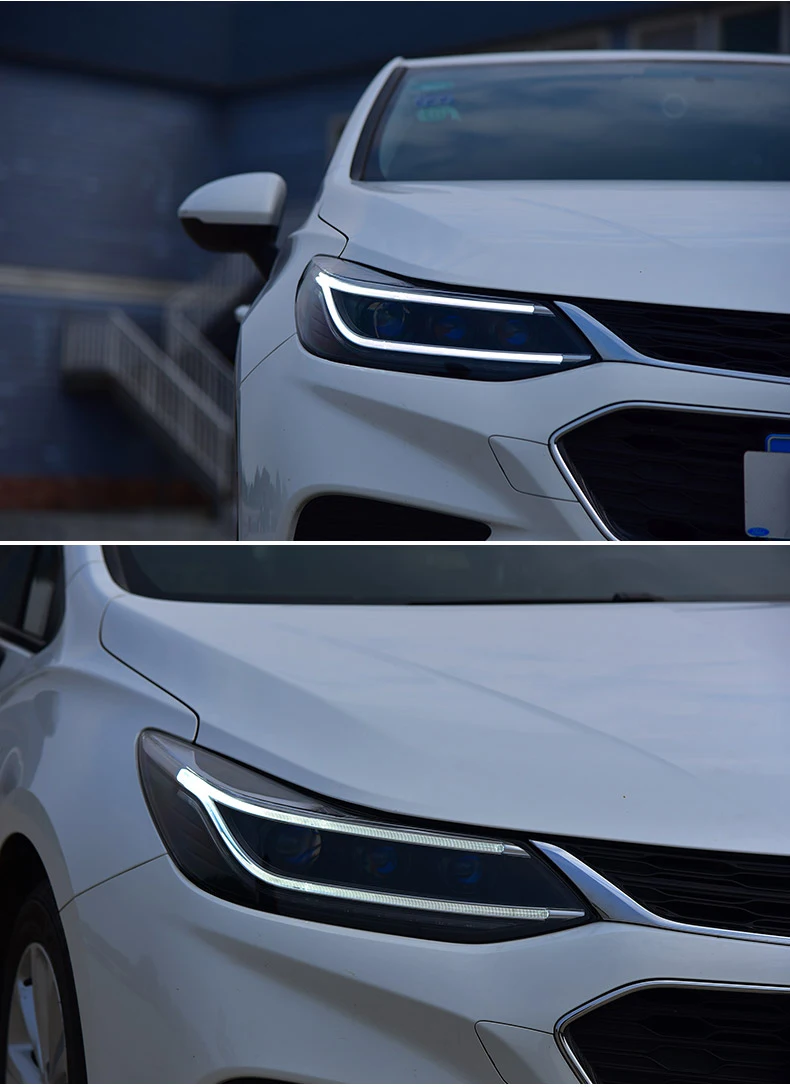Светодиодный головной фонарь с ангельскими глазами для Chevrolet Cruze светодиодный головной светильник s передний светильник с желтым поворотным сигналом и биксеноновым проектором