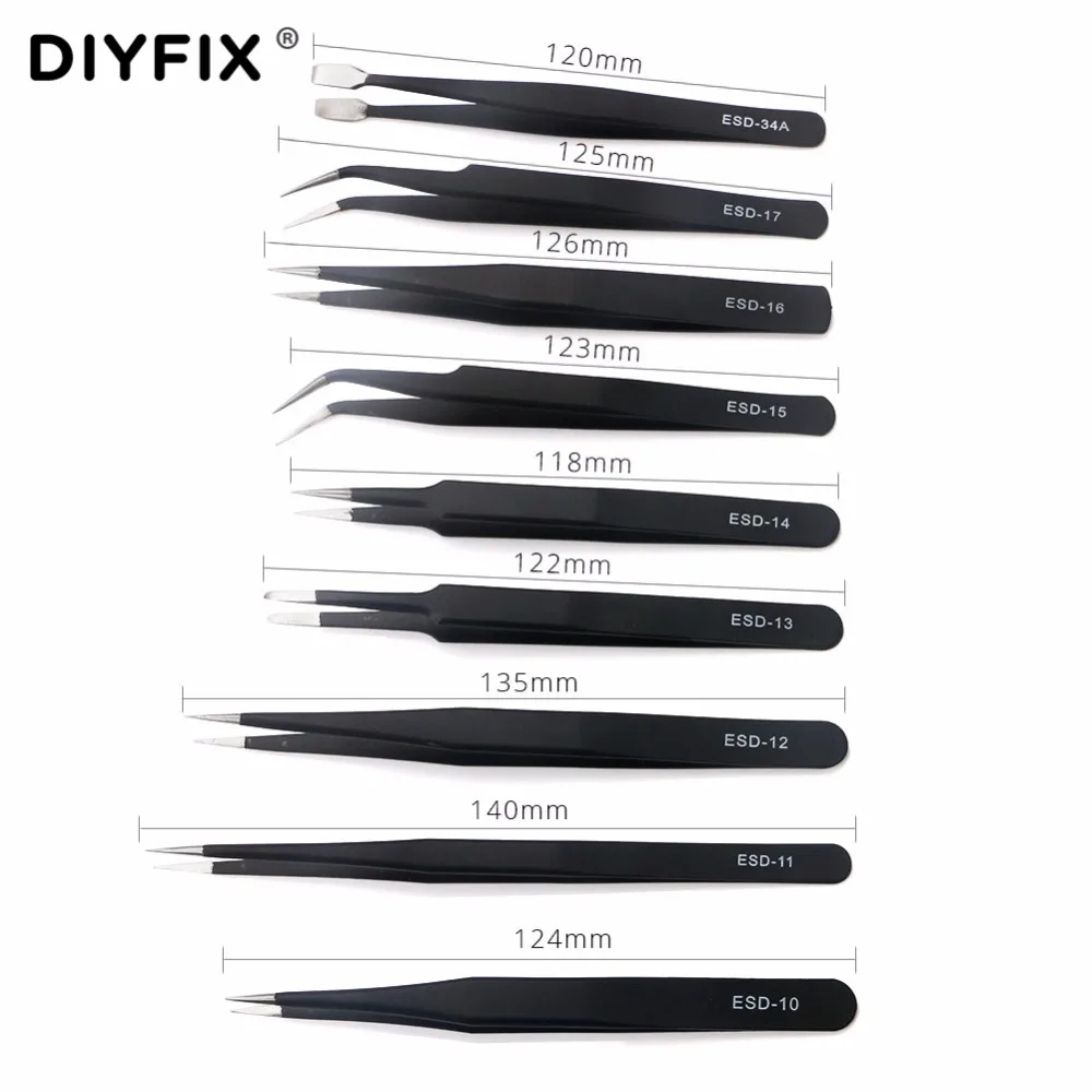 Набор пинцетов из нержавеющей стали DIYFIX 9 шт. набор прецизионных инструментов для