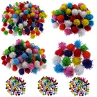 Шарики-Помпоны 1015202530 мм с блестками, мягкие шарики-помпоны, художественные игрушки, товары для творчества, тканевые помпоны для шитья, свадебное украшение дома