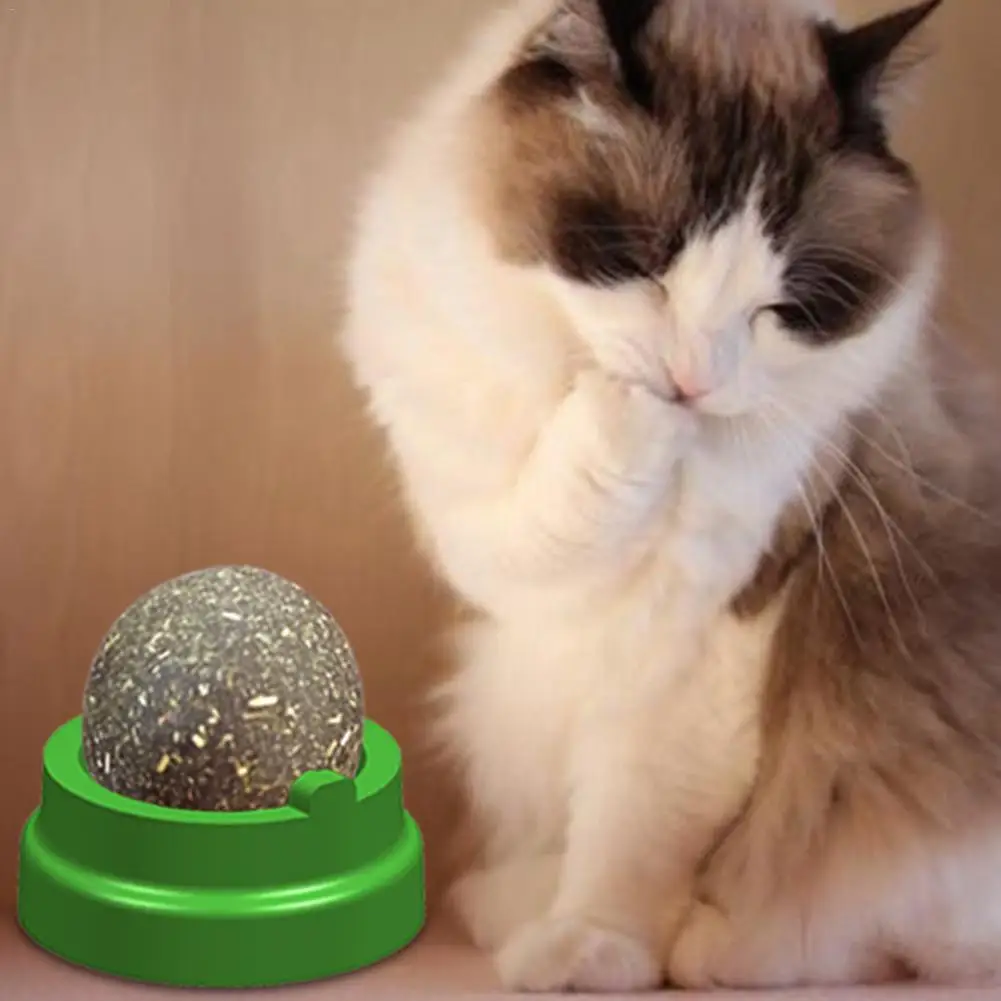 Pet Catnip Toys Ball For Cat Pure Natural Mint Leaf Rotating Puzzle Balls Interactive Training Chew And Lick | Дом и сад