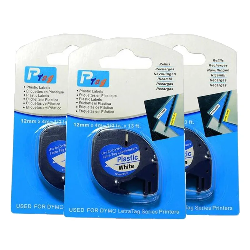 

DYMO пластиковый LT лейбл лента 91201 DYMO LetraTag лейбл лента принтер для этикеток DYMO 12 мм * 4 м черный на белом