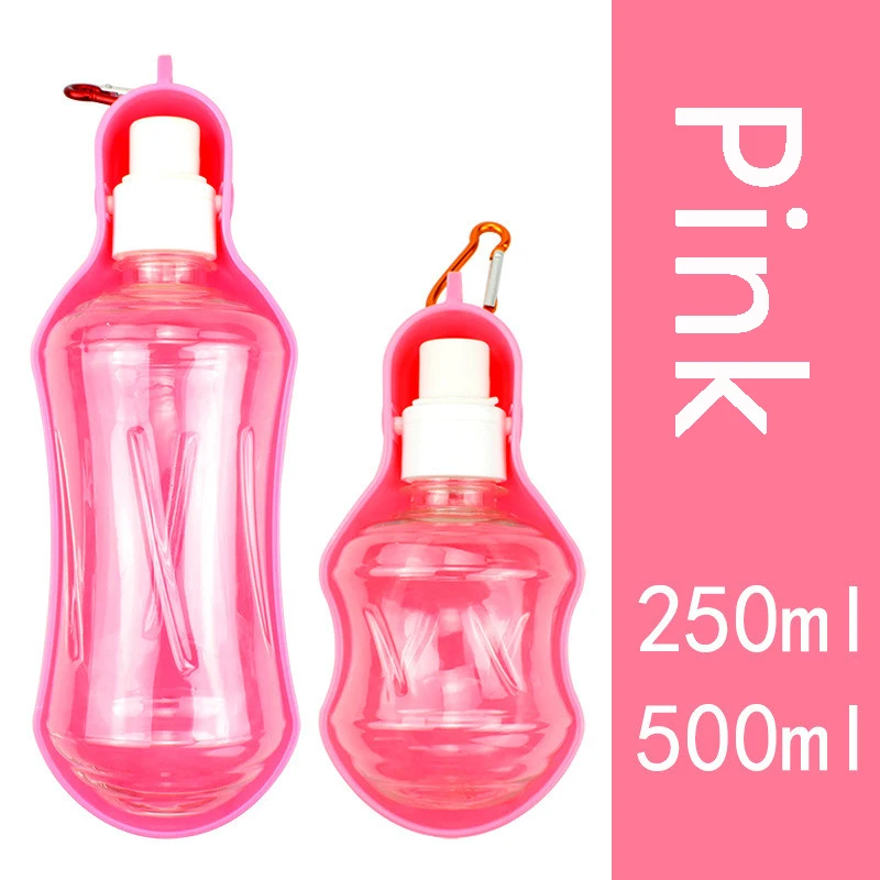 B Pink 250 мл/500 мл бутылки для воды для домашних животных, собак, кормушки с миской, портативные для путешествий, для домашних животных, для улицы, бутылки для питья для маленьких и средних собак - Цвет: B Pink