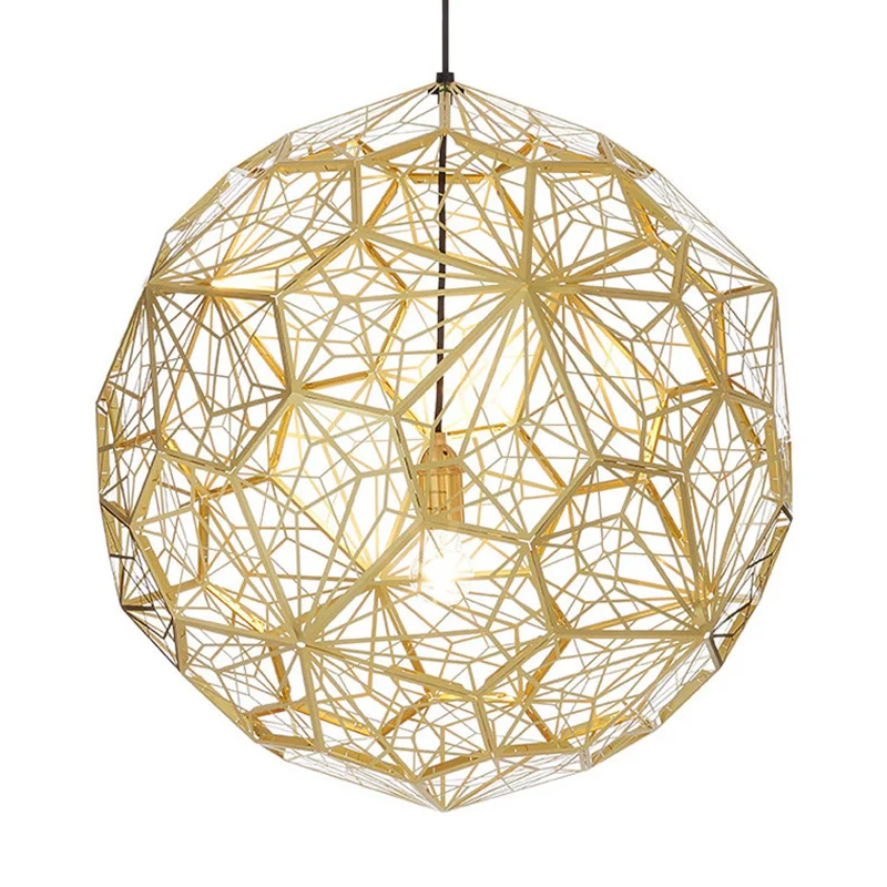Современный подвесной светильник из меди золота серебра Etch Web для гостиной