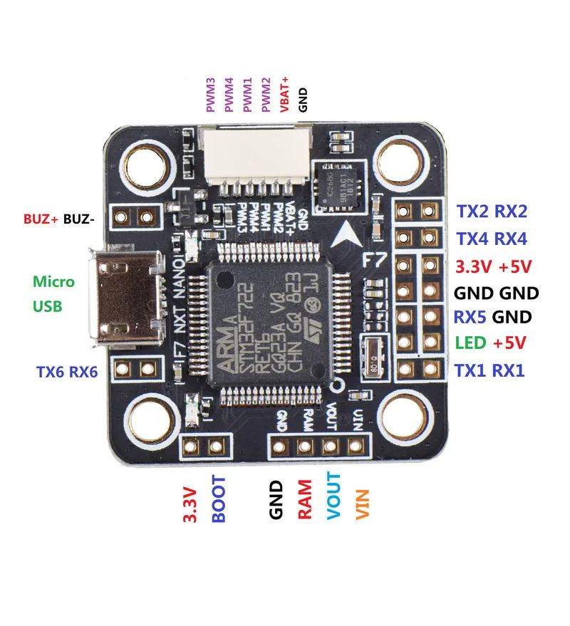 Контроллер полета F7 NXT NANO Betaflight OSD 5 в BEC 3A 32K 20x20 мм для РУ гоночного дрона
