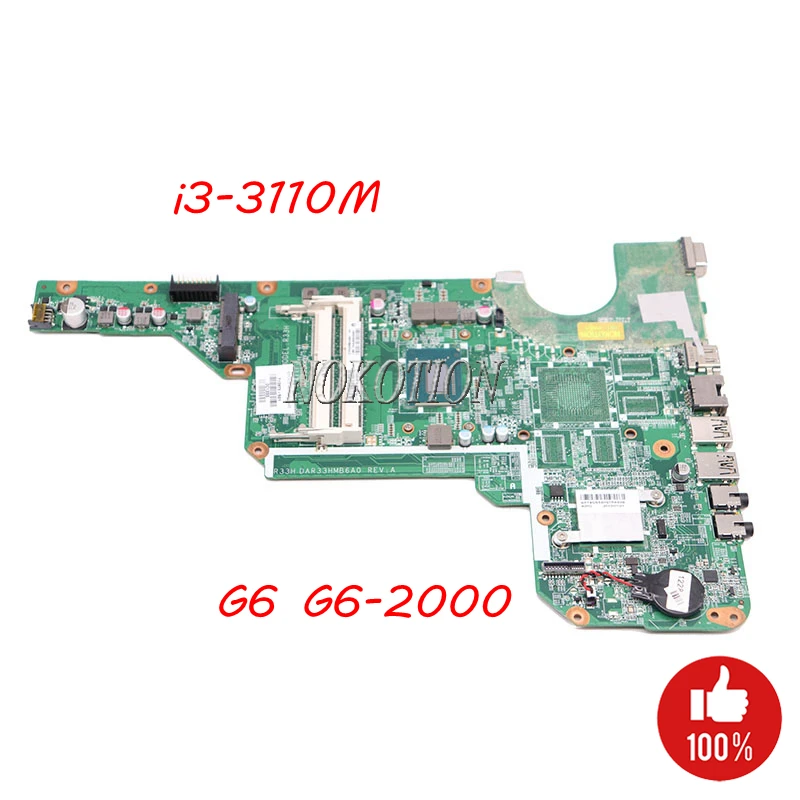 Материнская плата NOKOTION для ноутбука HP Pavilion G6 материнская 710873 501 001 DDR3 DAR33HMB6A0 Полная