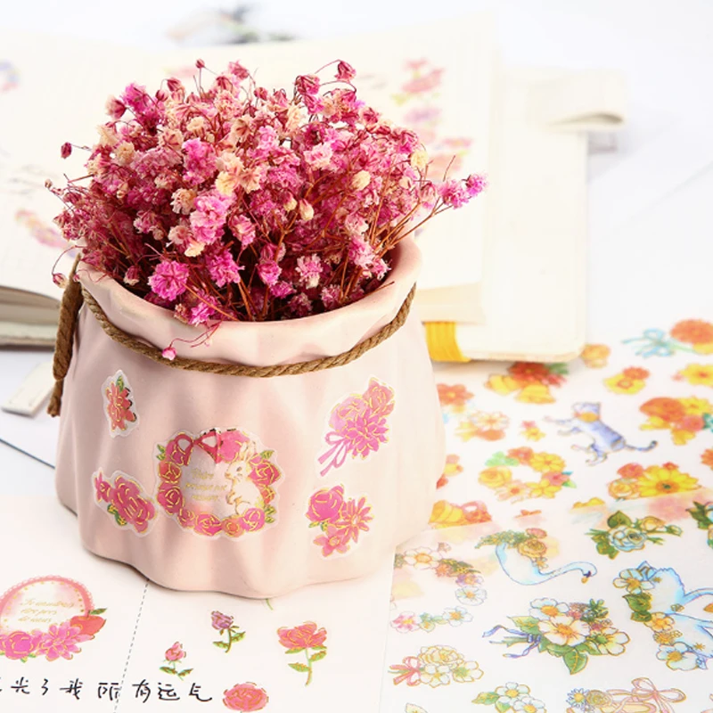 

6pcs/lot Cute PVC Cat Flowers Diary Decorative Planner Stickers DIY Diary Scrapbooking Seal Stickers