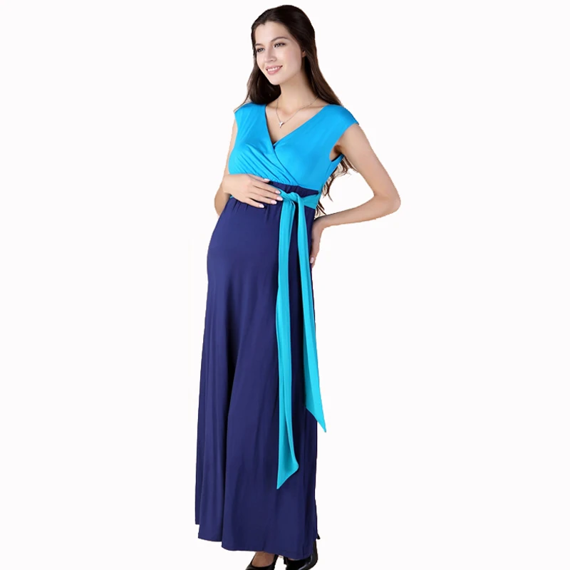 Высокое качество летнее S-3XL Tencel длиной до щиколотки платье для беременных