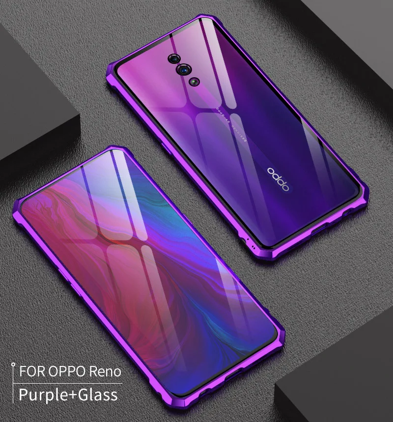 Для OPPO Reno 10x zoom чехол для телефона Роскошный прозрачный чехол из закаленного стекла с металлической рамкой жесткий чехол s для OPPO Reno чехол Fundas