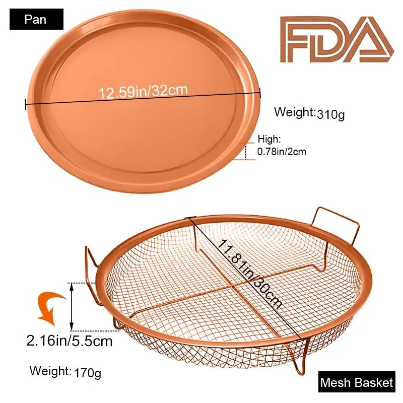 Сетчатый противень для выпечки TEENRA Cooper антипригарная в духовке круглая корзина