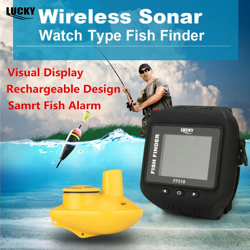 LUCKY FF518 беспроводной Sonar часы рыболокатор портативный эхолот легкий цветной