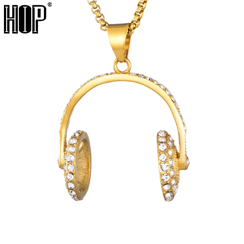 Хип Хоп рок DJ Rap Iced Out Bling Наушники кулоны ожерелье дизайн Музыкальная гарнитура