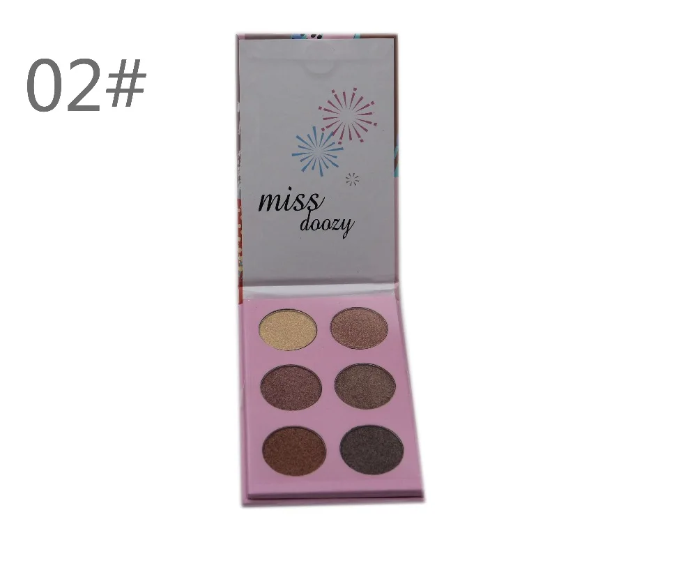 Палитра теней для век Профессиональная 6 цветов сияющая выделяющая прессованная