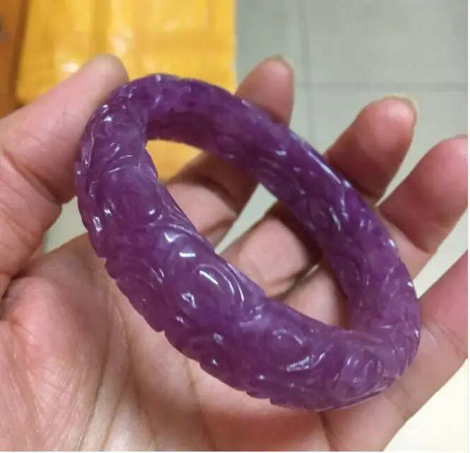 Винтажный Китайский фиолетовый браслет JADEITE JADE ручной работы 62 мм Прямая